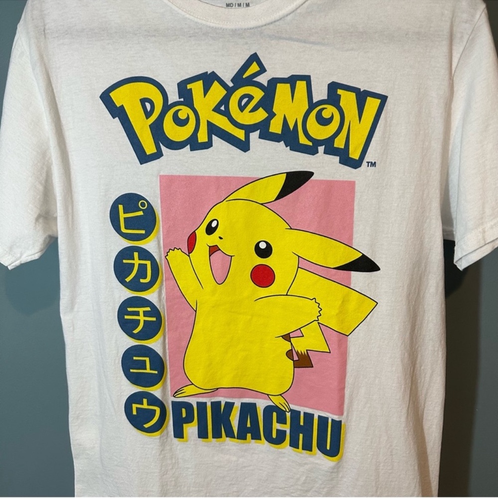 Pokemon Pikachu Pose Short Sleeve Graphic Tee in White - Picture 2 of 4